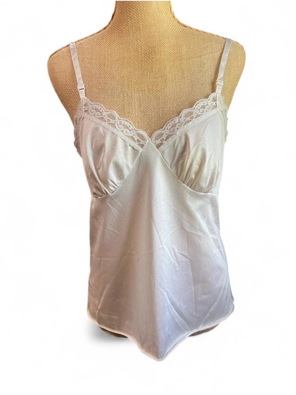 Vintage Deena Silky Lace Trim Camisole in Ivory
